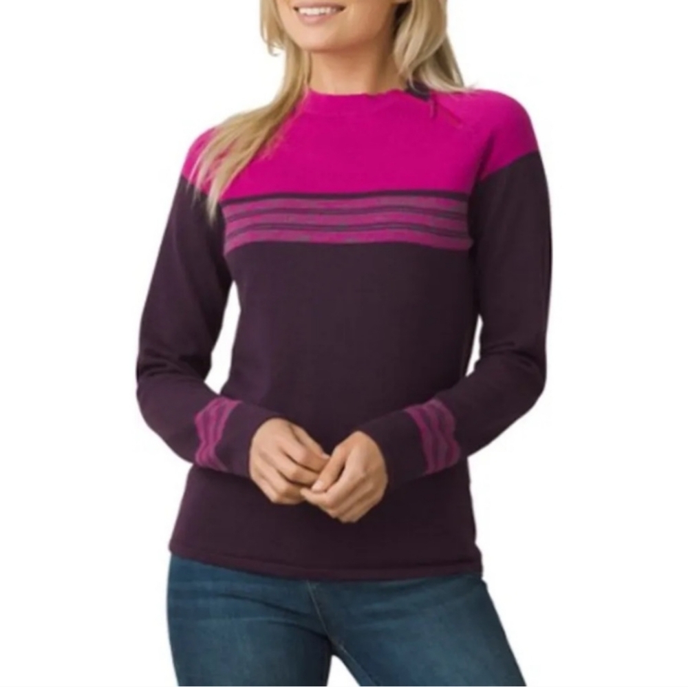 Prana Magenta and Plum Striped Pullover